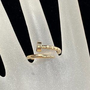 JR5756 Polished handmade 14KYG Nail Ring s7.75 4.4g